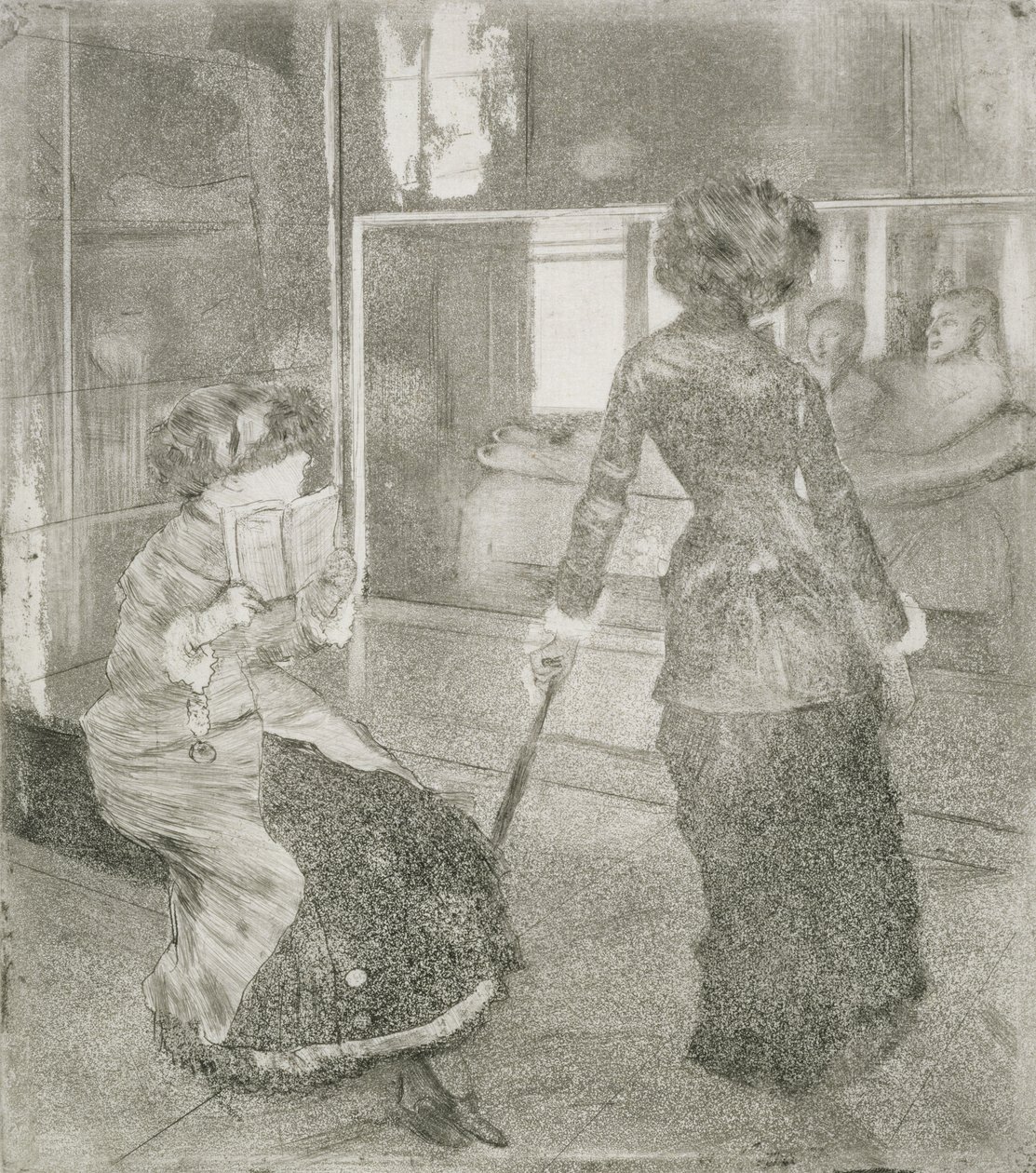 Au Louvre, Mary Cassatt (1845-1926) dans la galerie étrusque - Edgar Degas