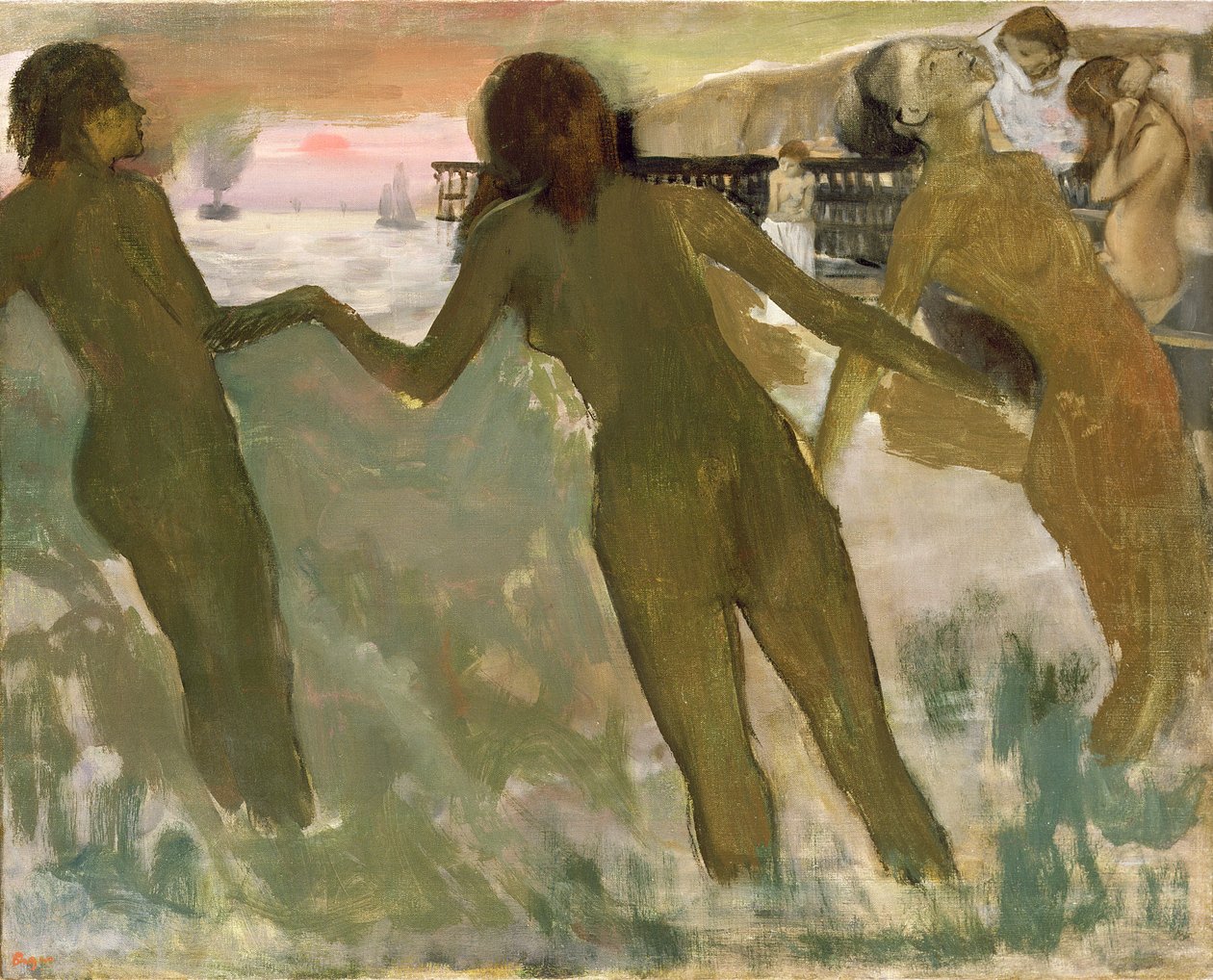 Trois filles se baignant - Edgar Degas
