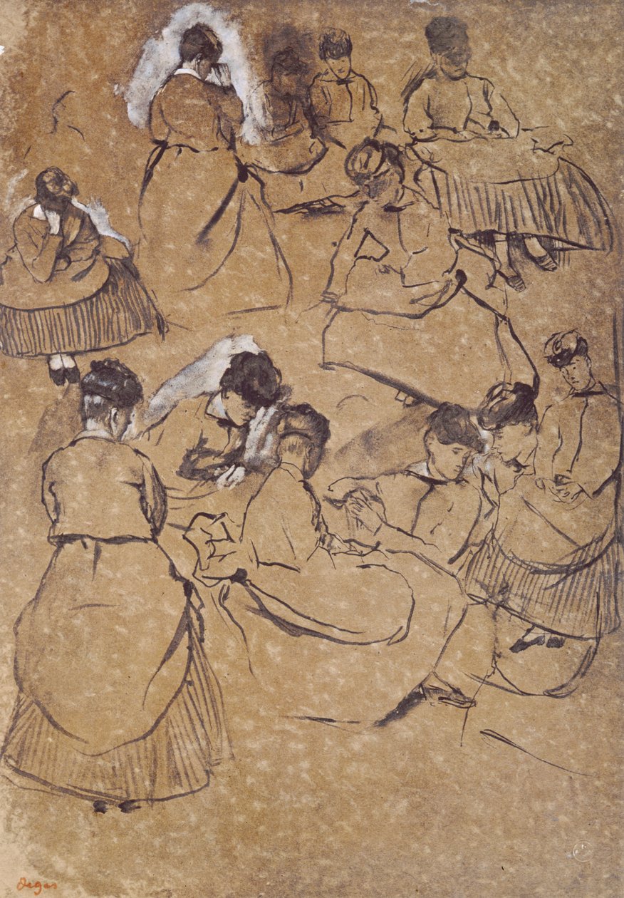 Douze études de femmes en costume du Second Empire - Edgar Degas