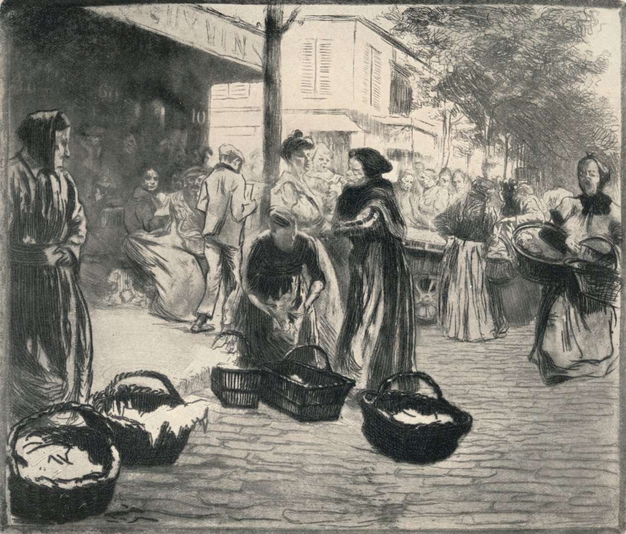 Marché en plein air, Avenue de Clichy, 1915 - Edgar Chahine