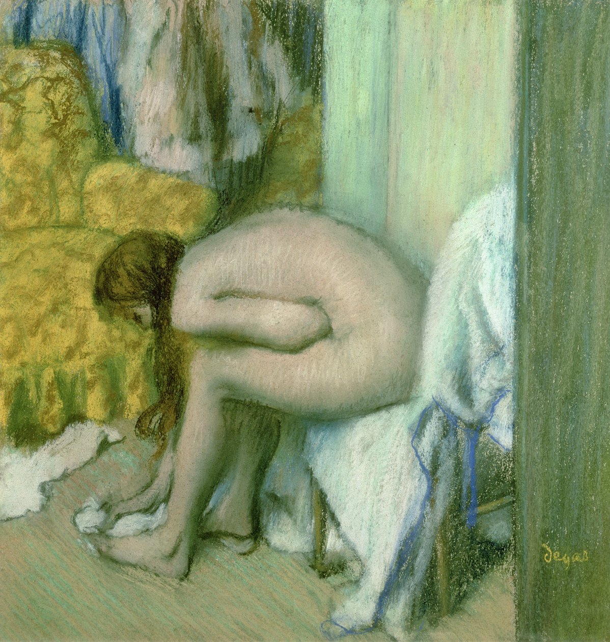 Après le bain, femme séchant son pied gauche - Edgar Degas