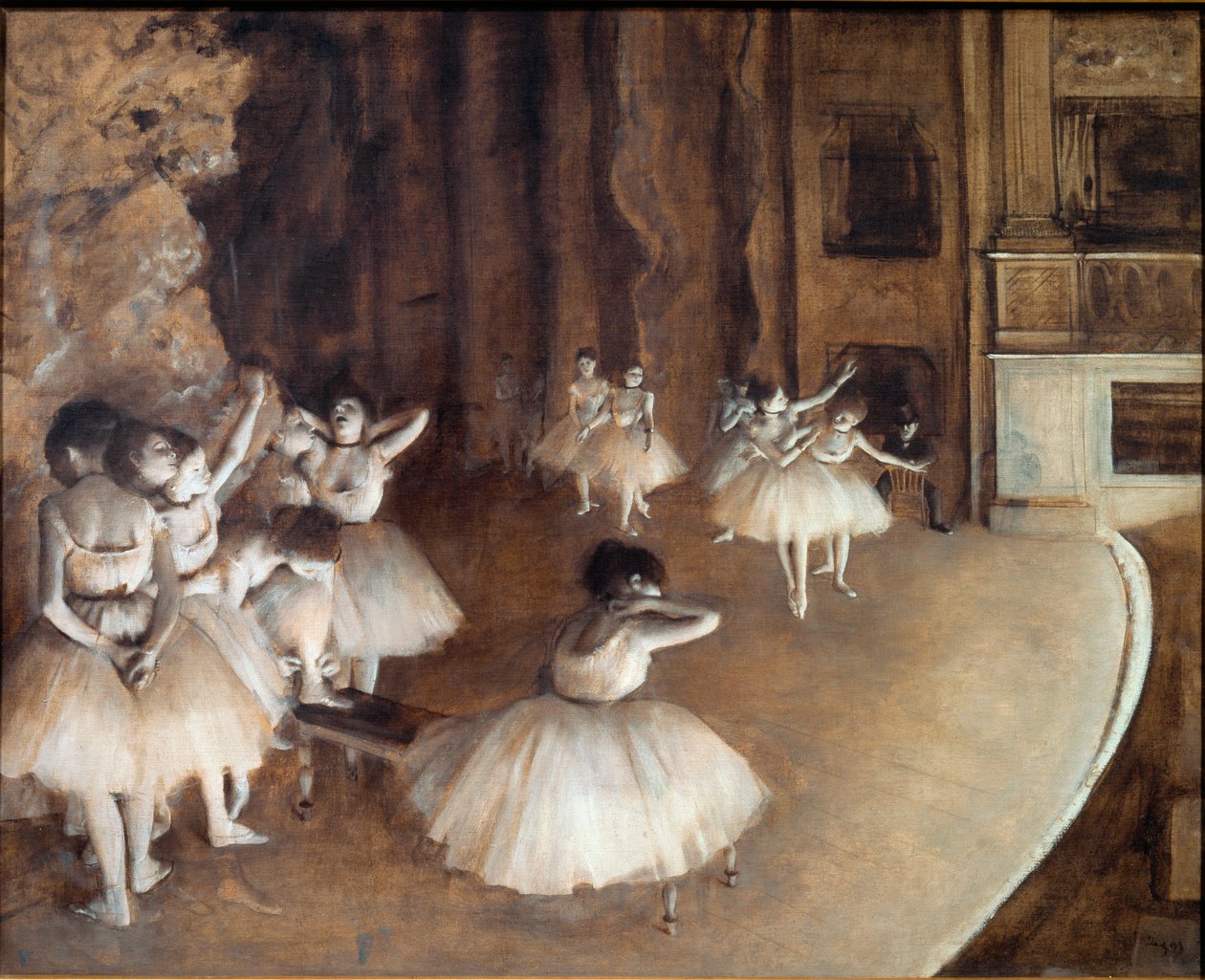 Répétition de ballet sur scène - Edgar Degas