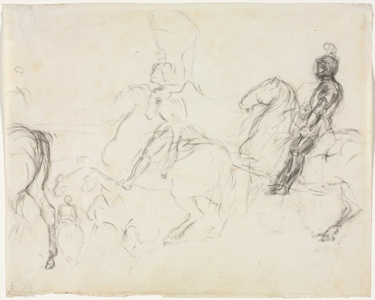 Scène de bataille avec des figures en armure à cheval (recto) - Edgar Degas