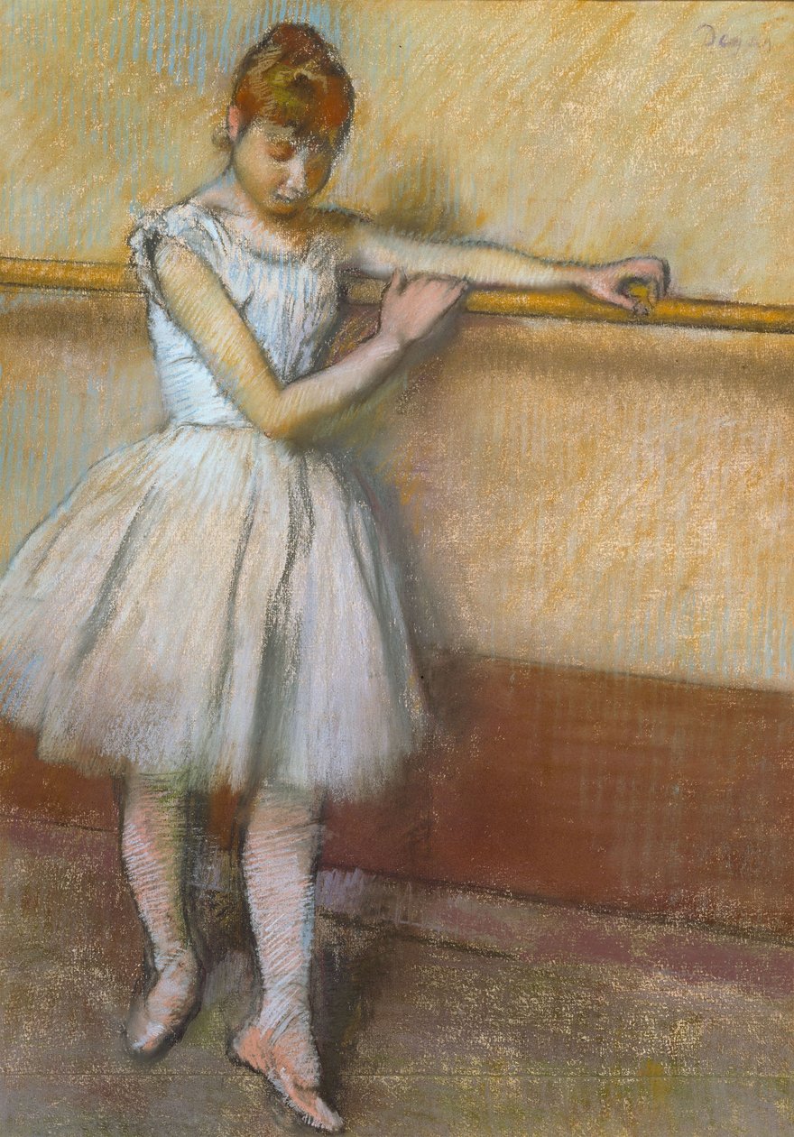 Edgar Degas、DANSEUSE A LA BARRE Fichier:Degas - Dancers Practicing at the Bar.JPG — Wikipédia