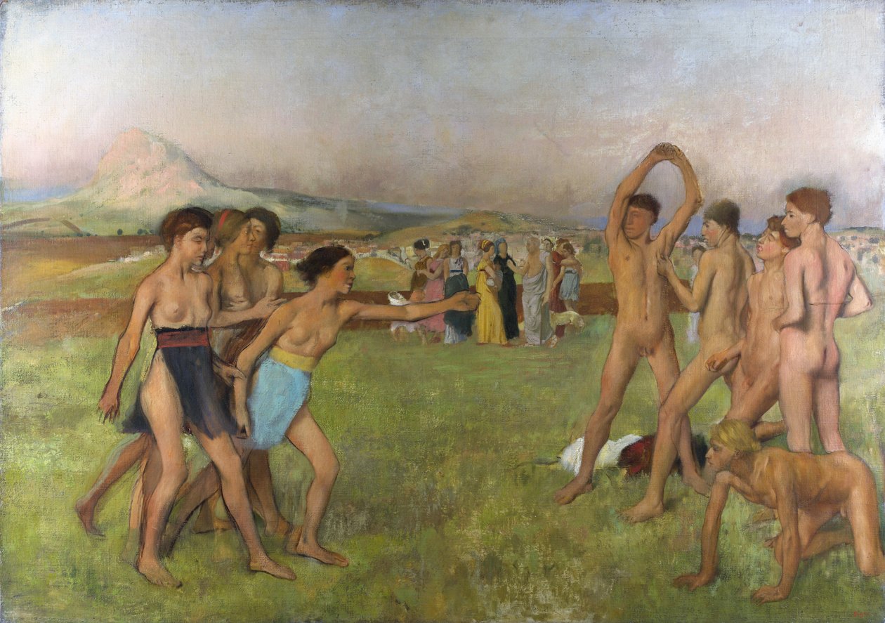Petites filles spartiates provoquant des garçons - Edgar Degas