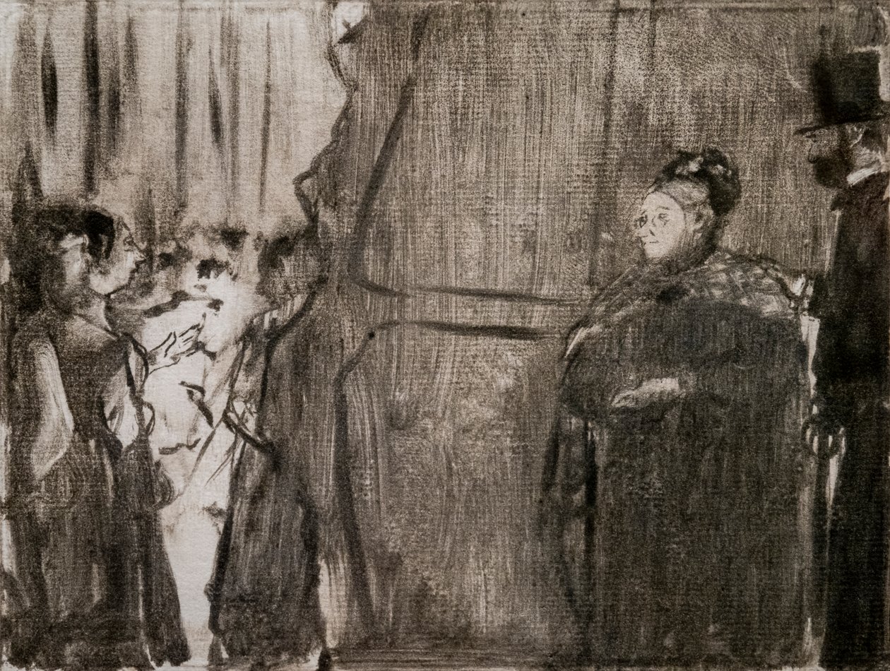 Rencontre de Ludivic Halevy et Madame Cardinal dans les coulisses. Vers 1876-1877 - Edgar Degas