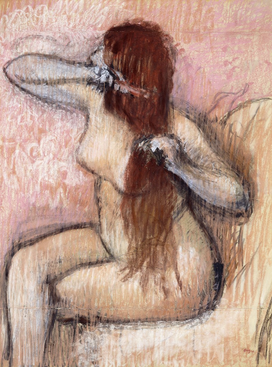Femme nue assise, se coiffant, vers 1887-1890 - Edgar Degas