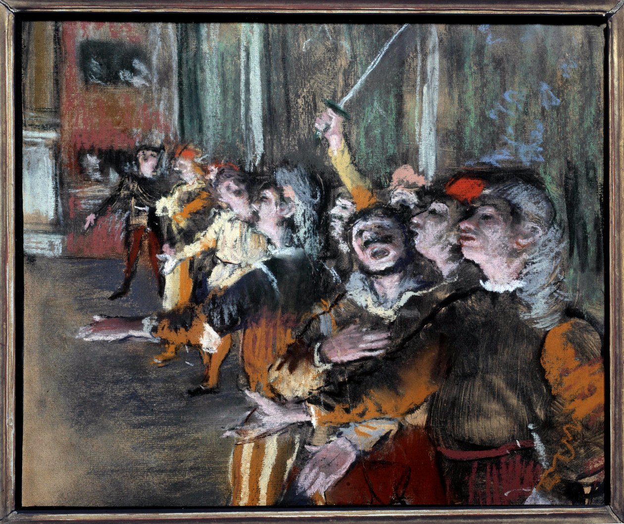 Pastel extras ou choristes sur monotype par Edgar Degas (1834-1917) 1877 Dim. 0,27x0,32 m Paris, musée d