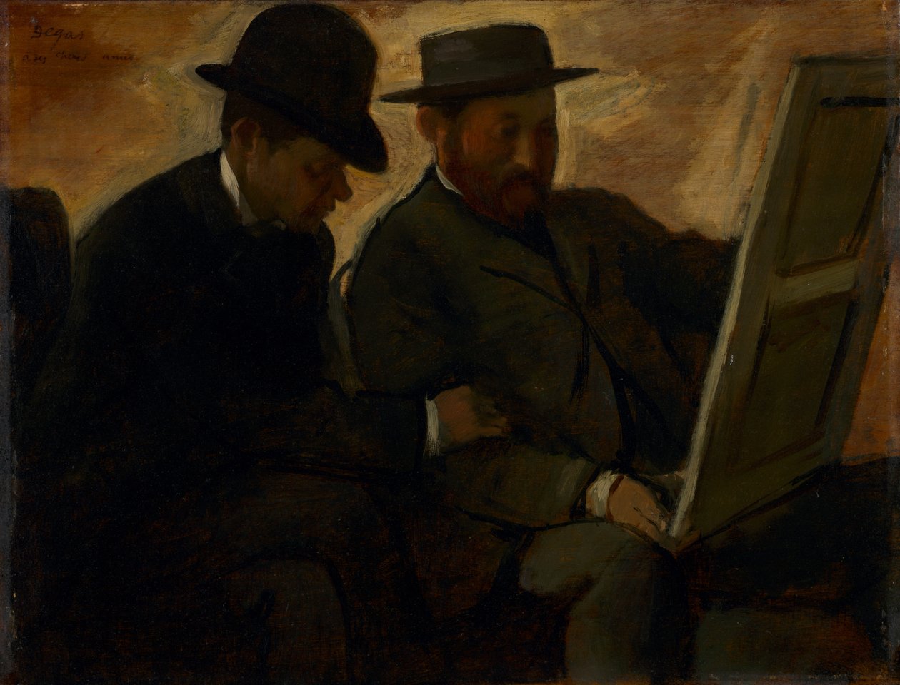 Paul Lafond et Alphonse Cherfils examinant une peinture, c.1878-1880 - Edgar Degas