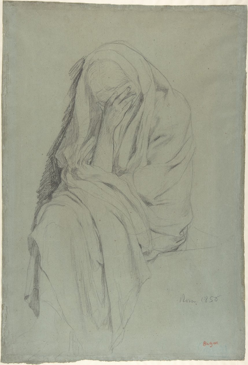 Study for Vieille Italienne (recto); Drapery Study (verso) - Edgar Degas