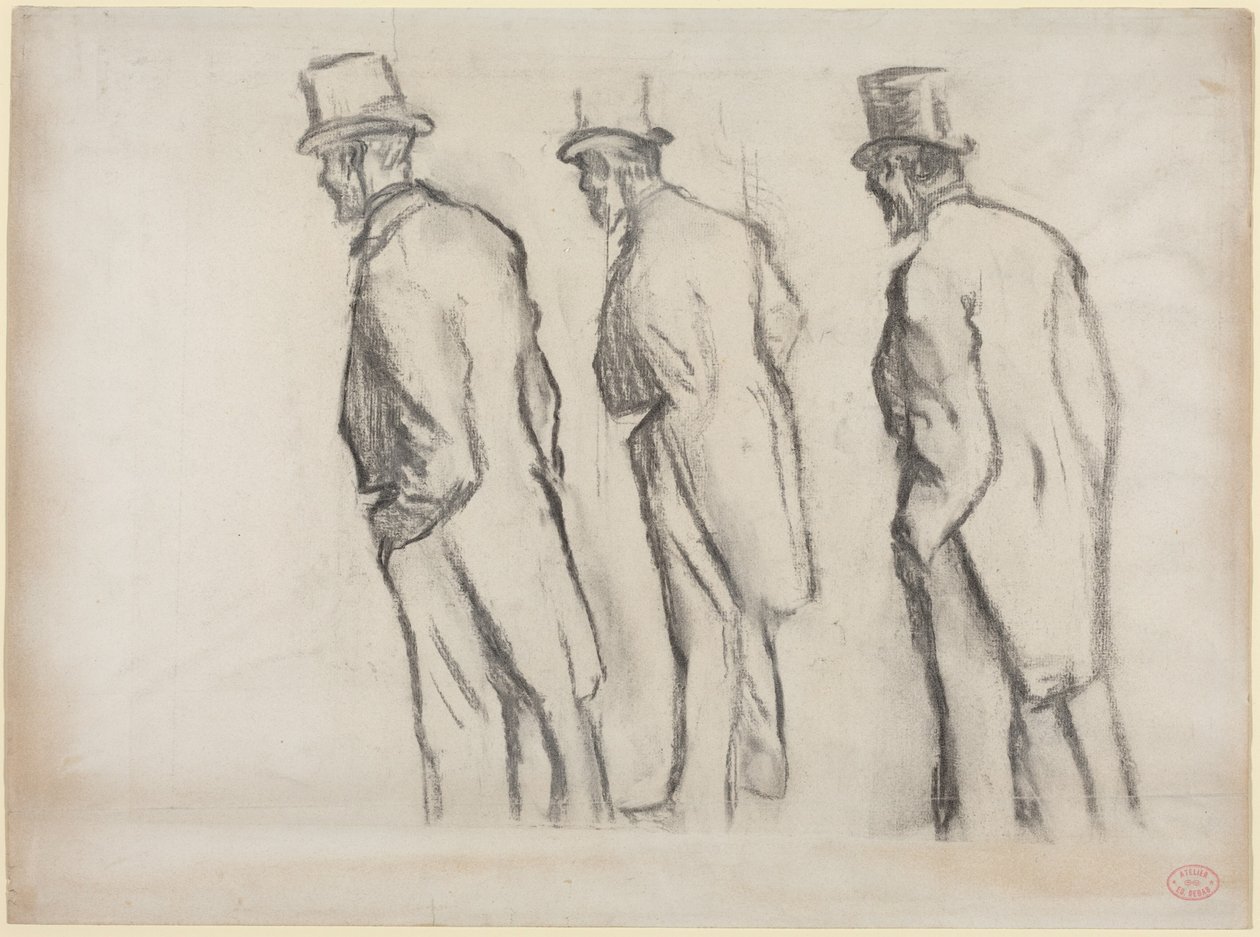 Trois études représentant Ludovic Halévy debout - Edgar Degas