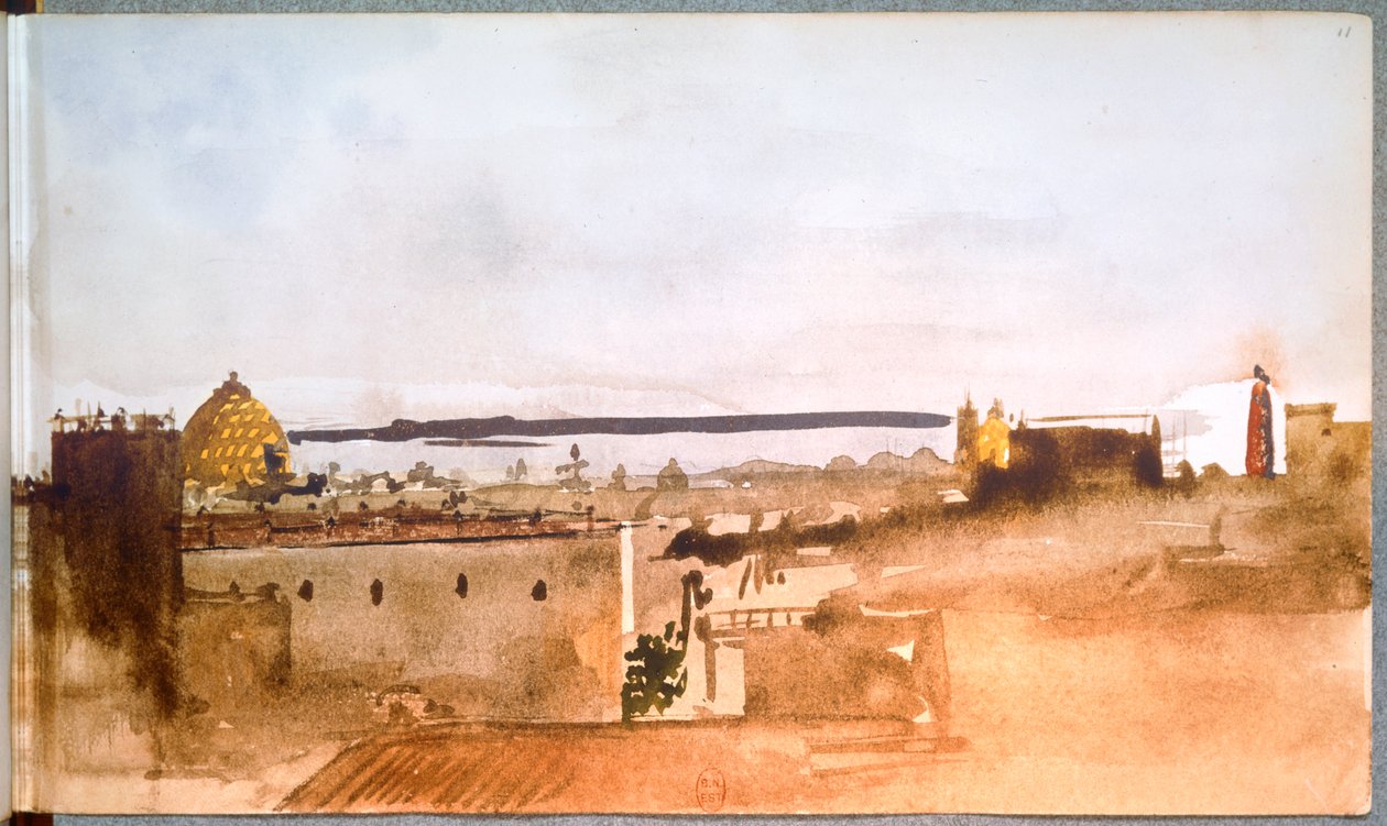 Vue de Naples Aquarelle (aquarelle) - Edgar Degas