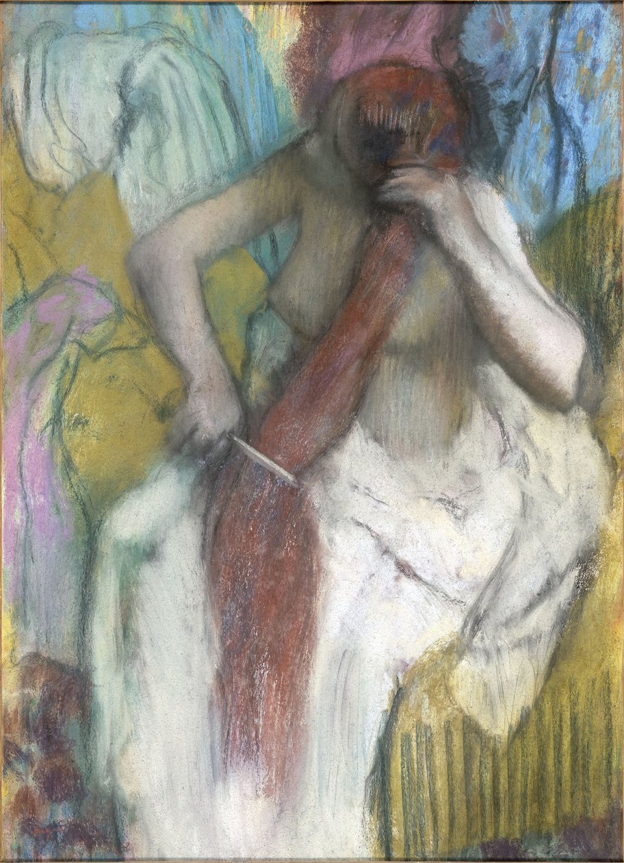 Femme se peignant les cheveux - Edgar Degas