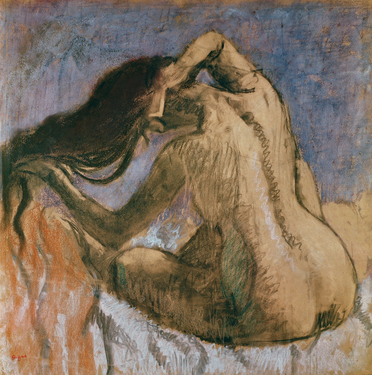 Femme se peignant les cheveux - Edgar Degas