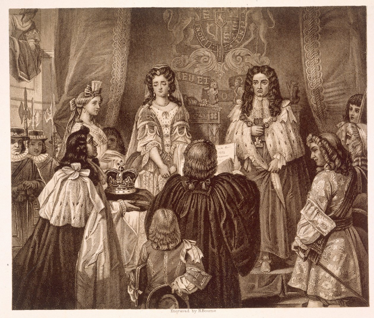 La couronne offerte à William et Mary par les Lords et les Communes à Whitehall, le 12 février - Edgar Melville (after) Ward