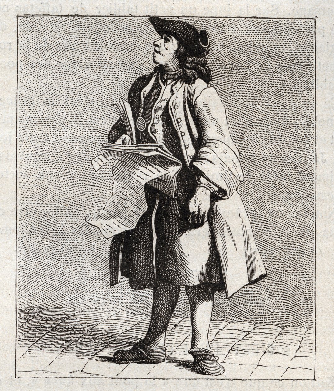 Le crieur des numéros gagnants (Loto) - Petit métier de Paris (Études prises dans le bas Peuple, ou les Cris de Paris) - gravure par Edme Bouchardon (1698-1762) - Edmé Bouchardon