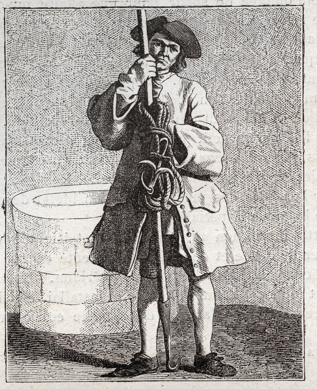 Le cureur de puits (gravure) - Edmé Bouchardon