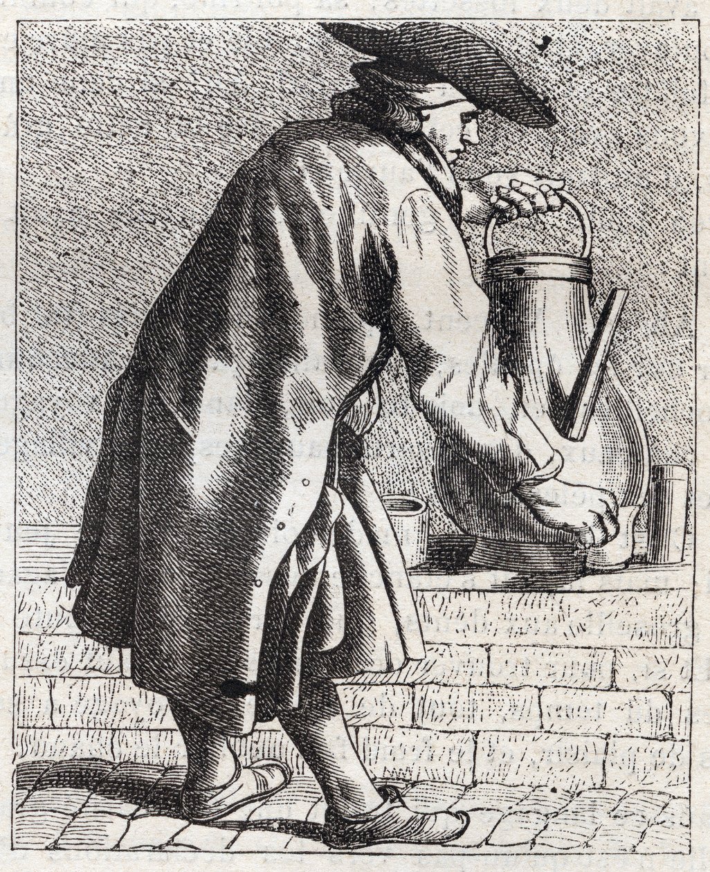 Le marchand de café - Petit métier de Paris (Études prises dans le bas Peuple, ou les Cris de Paris) - gravure par Edme Bouchardon (1698-1762) - Edmé Bouchardon