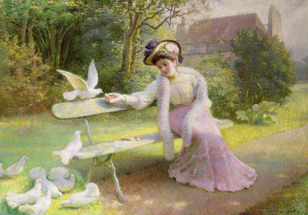 Nourrir les colombes - Edmond Alphonse Defonte