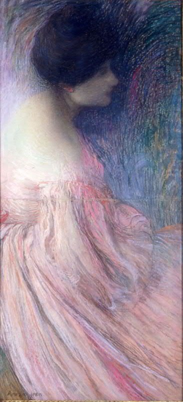 Femme en robe rose - Edmond Aman-Jean