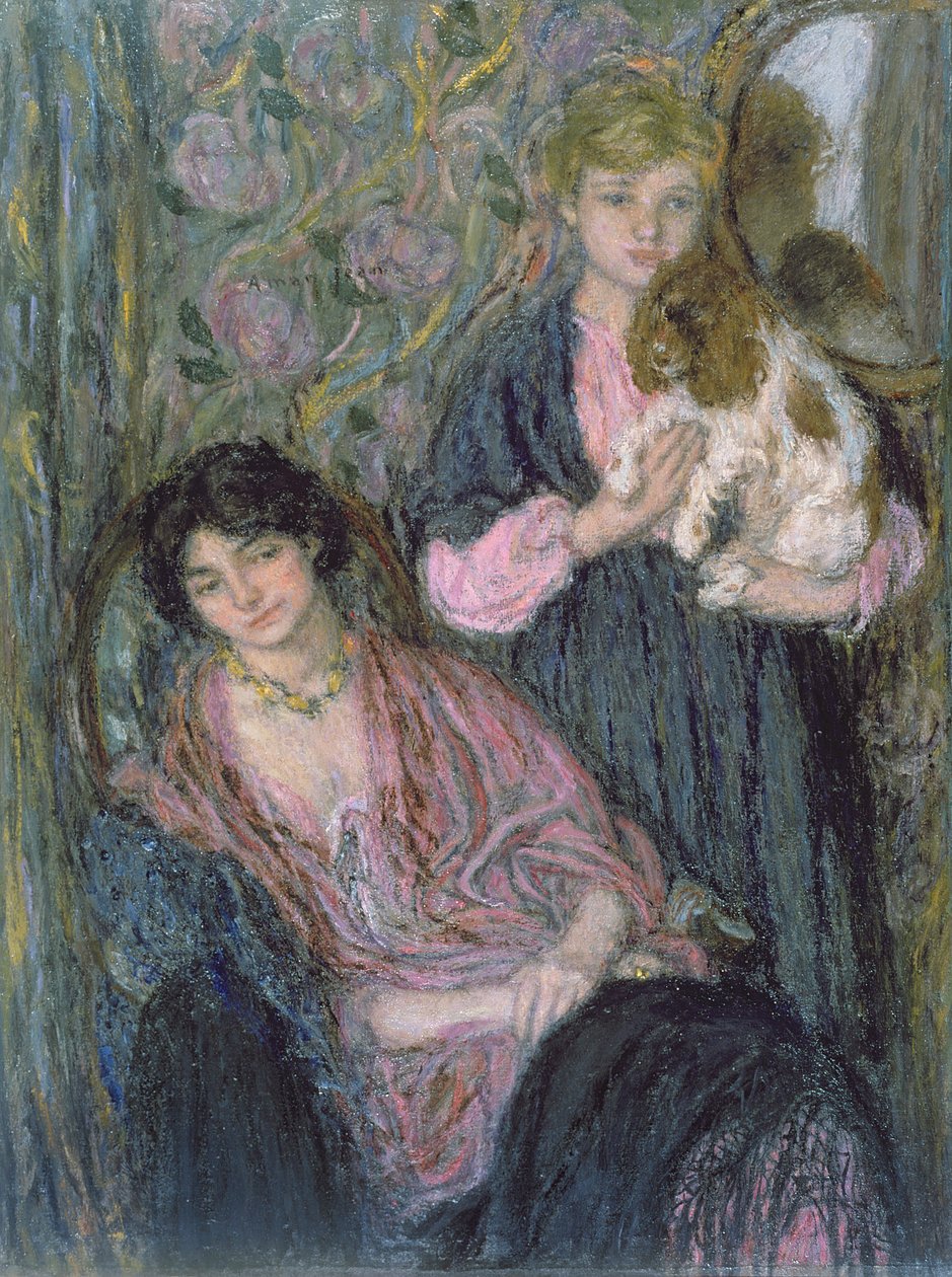 Deux femmes avec un épagneul - Edmond-François Aman-Jean