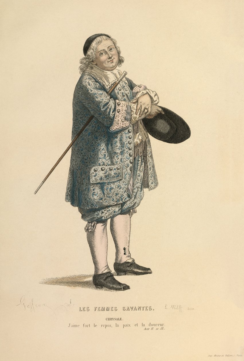 Costume pour le rôle de Chrysale, vers 1868 (gravure) - Edmond Aime Florentin Geffroy