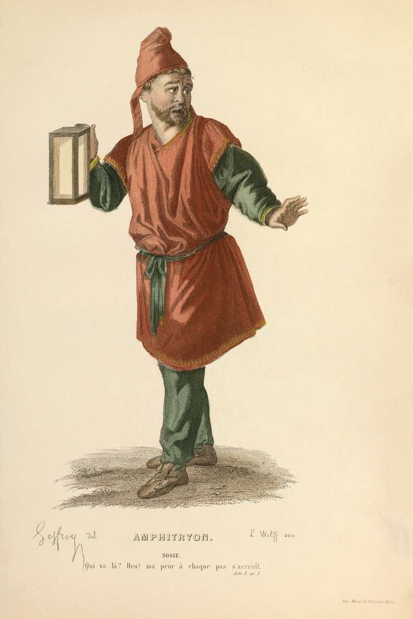 Costume pour le rôle de Sosie, vers 1868 (gravure) - Edmond Aime Florentin Geffroy