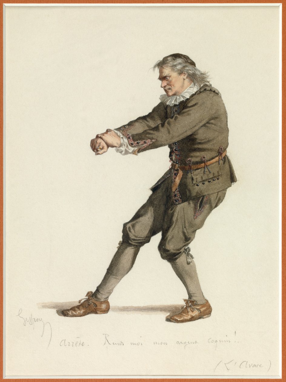 Portrait de Harpagon, vers 1870 (aquarelle) - Edmond Aime Florentin Geffroy