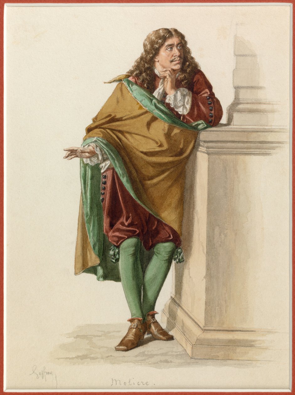 Portrait de Molière, vers 1870 (aquarelle) - Edmond Aime Florentin Geffroy