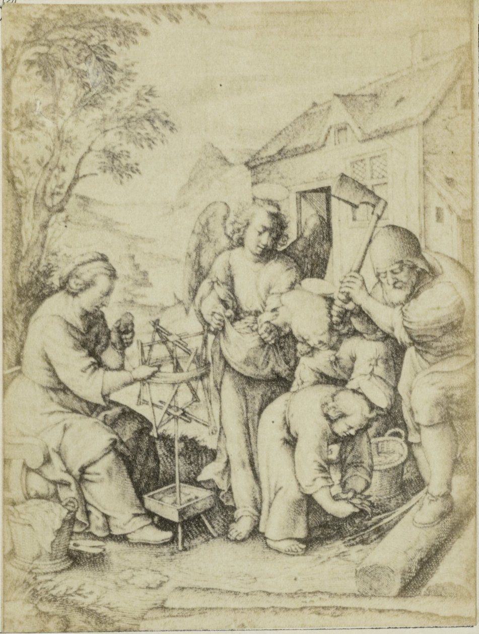 Reproduction photographique de la gravure Les copeaux par Hieronymus Wierix - Edmond Fierlants