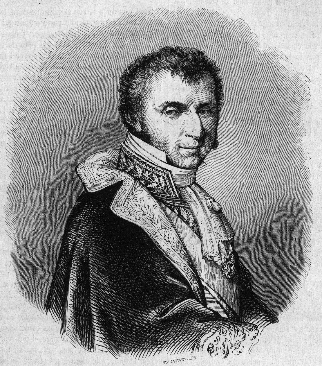 Portrait de Nicolas François Mollien (1758-1850), homme politique français. Gravure par Chevignard dans "Le Magasin Pittoresque" - Edmond Lechevallier Chevignard