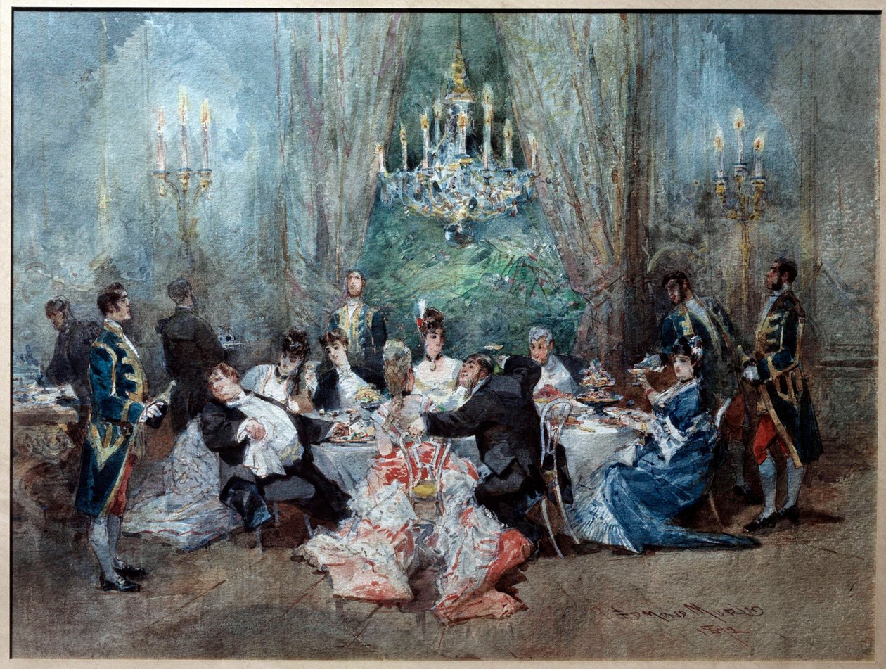 Scène de repas. Illustration pour la scène 10 de l