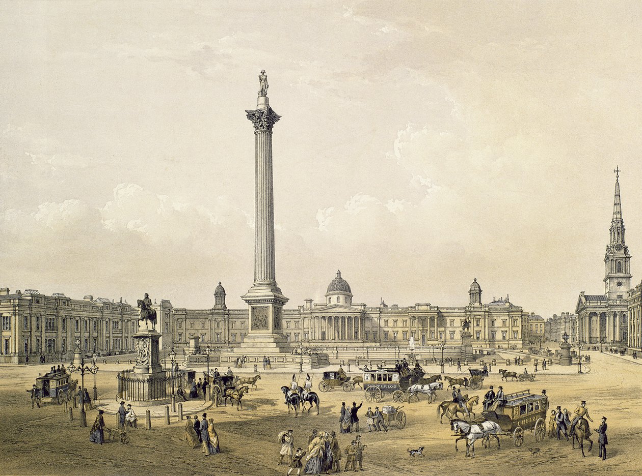 Trafalgar Square, avec la National Gallery et l