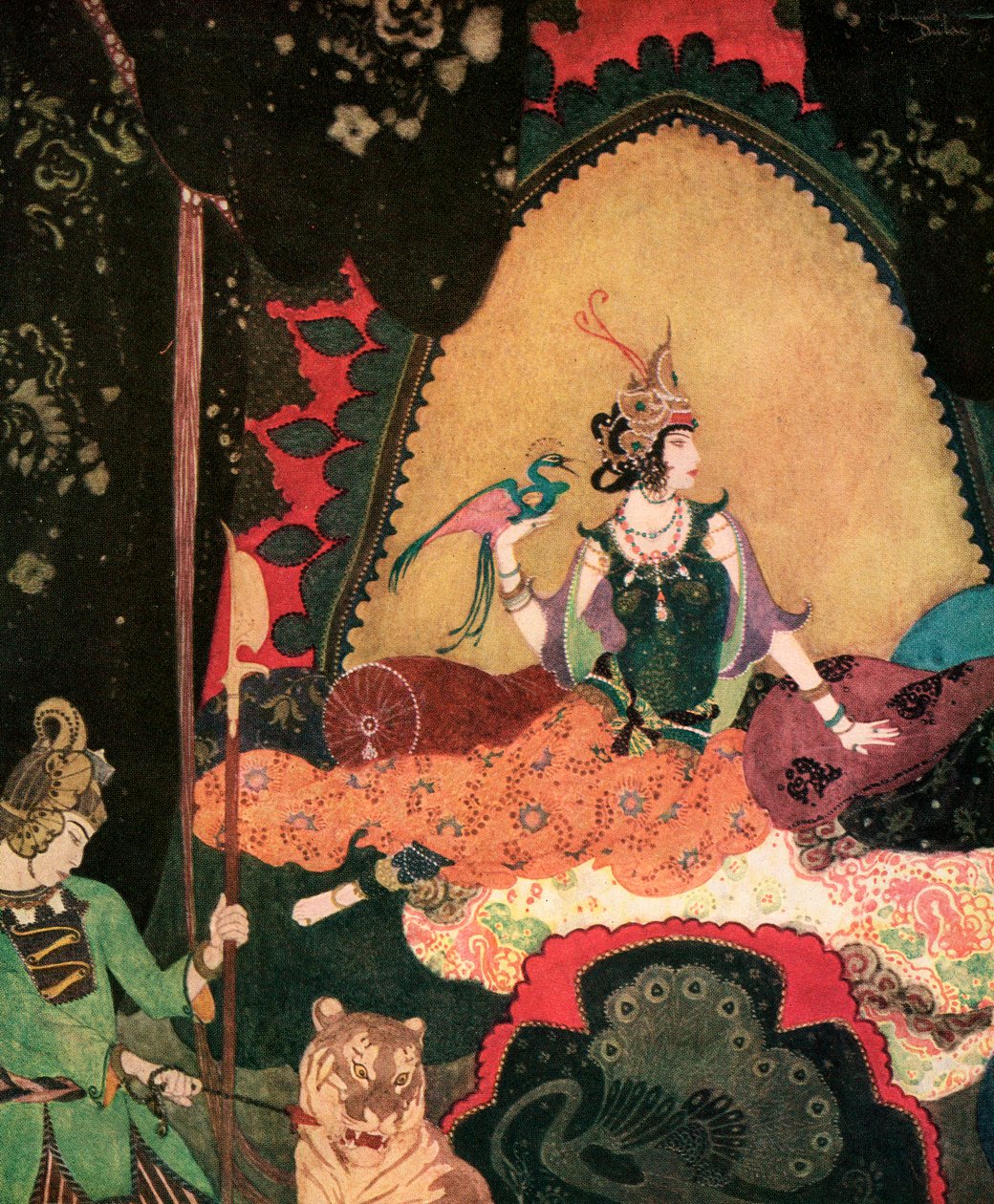 Layla tenant un oiseau - Edmund Dulac