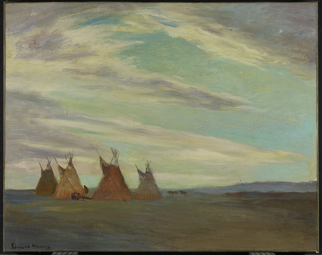 Campement indien sur la prairie, fin du 19e-début du 20e siècle - Edmund Montague Morris