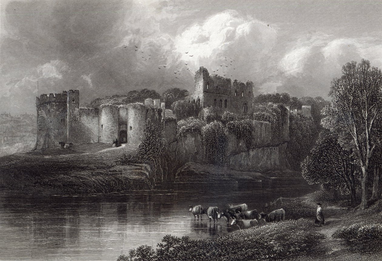 Château de Chepstow, gravé par R. Hinshelwood, imprimé par Cassell und Company Ltd - Edmund Morison Wimperis