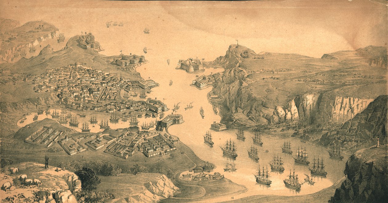 La ville, les forts et les ports de Sébastopol, 1854 - Edmund Walker