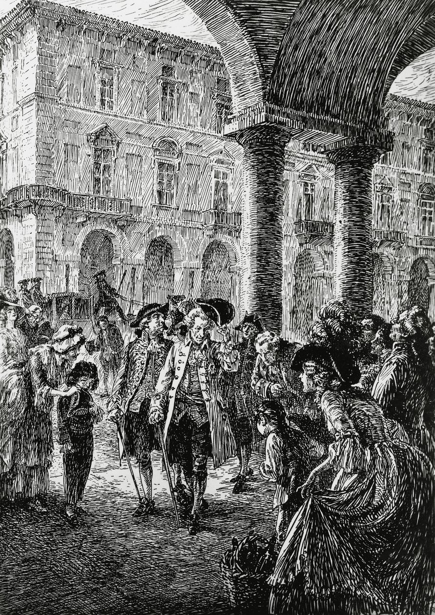 Rencontre sous les arcades de Turin, illustration pour La tempête, Satet, Turin - Edoardo Calandra