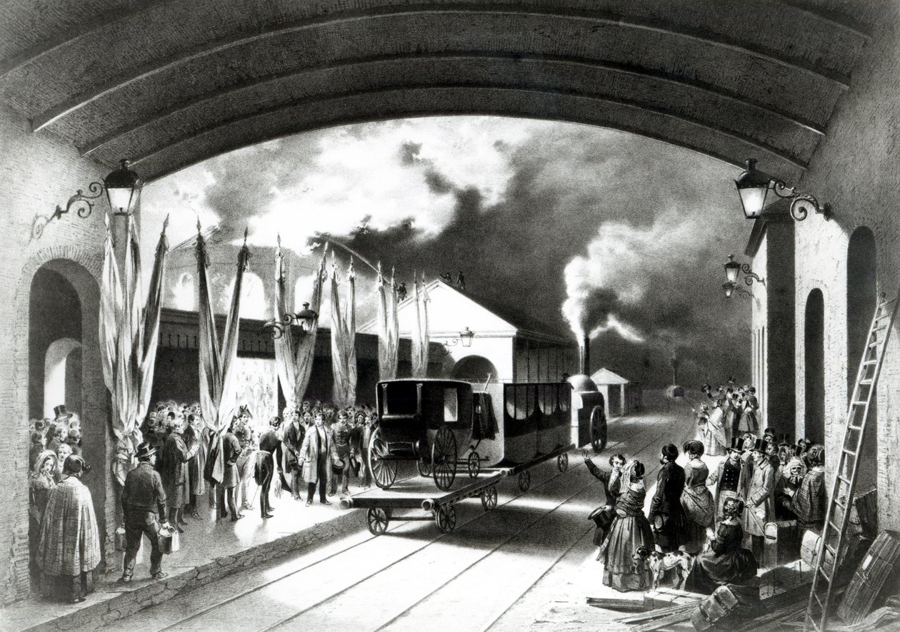 Le roi Louis-Philippe de France quittant la gare de New Cross, Deptford, 1844 - Edouard Pingret