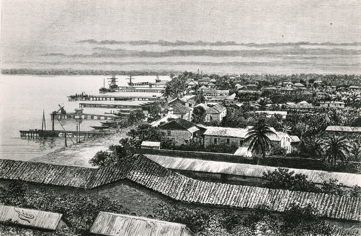 Quartier européen à Lagos, Nigeria, 1887 - Edouard Riou