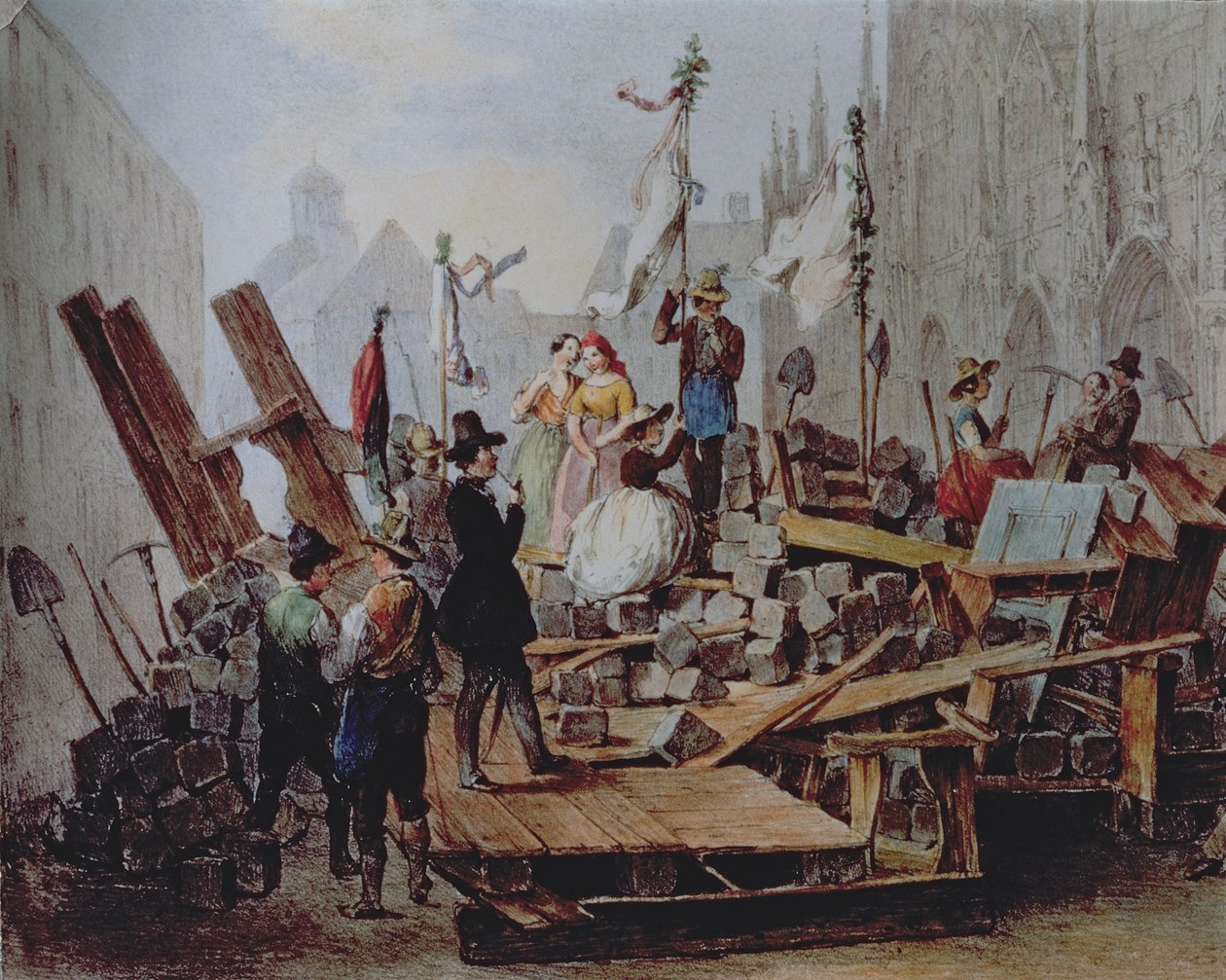 Barricades sur la Stephansplatz, Vienne, 1848 - Edouard Ritter