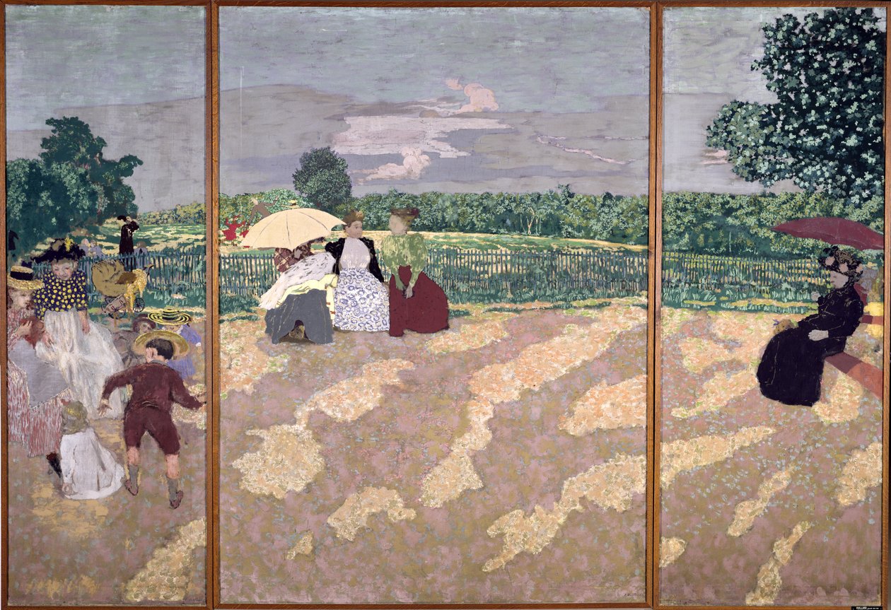 Les Jardins Publics : Les Nourrices, La Conversation et Le Parapluie Rouge, 1894 - Edouard Vuillard