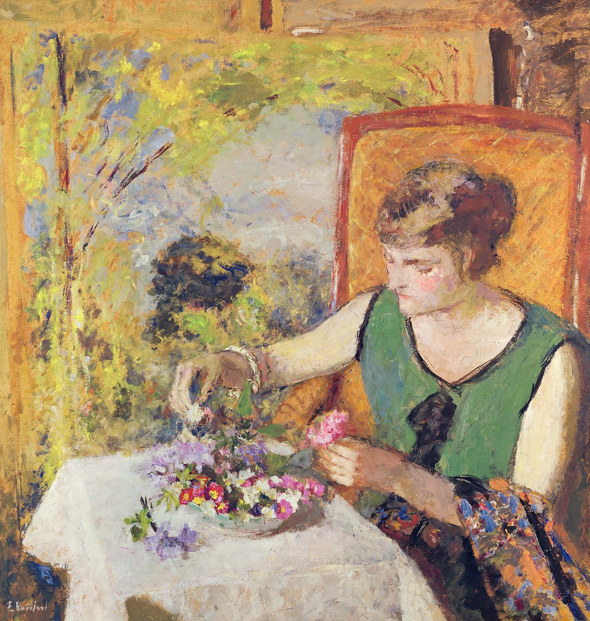 Femme avec un bouquet de fleurs, 1925 - Edouard Vuillard