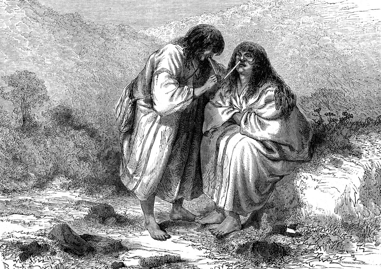 Soucoupes à tabac indiennes, Pérou en 1864 - Edouard (after) Riou