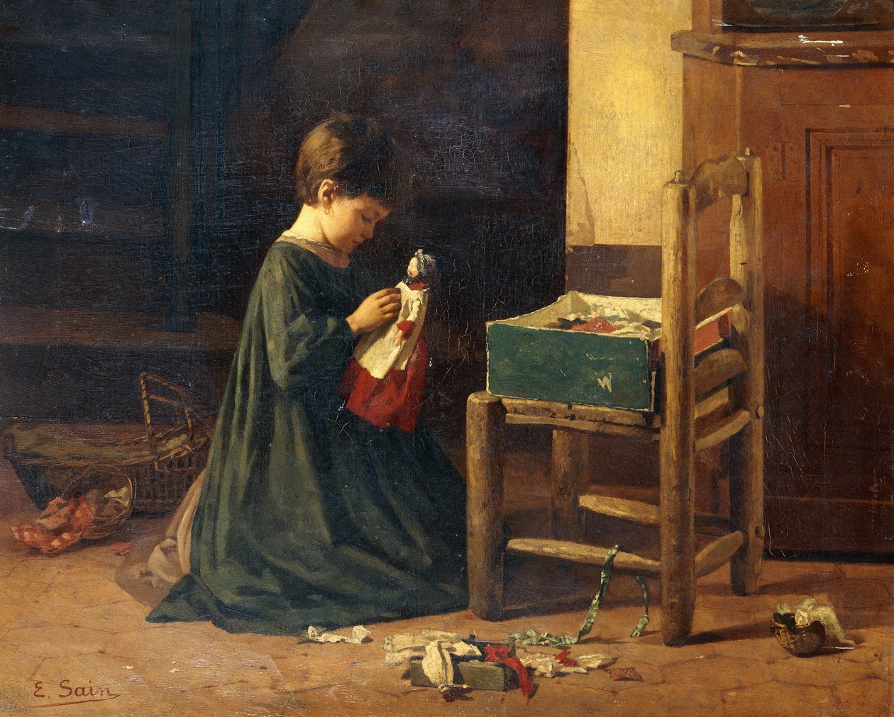 Habiller la poupée - Edouard Alexandre Sain