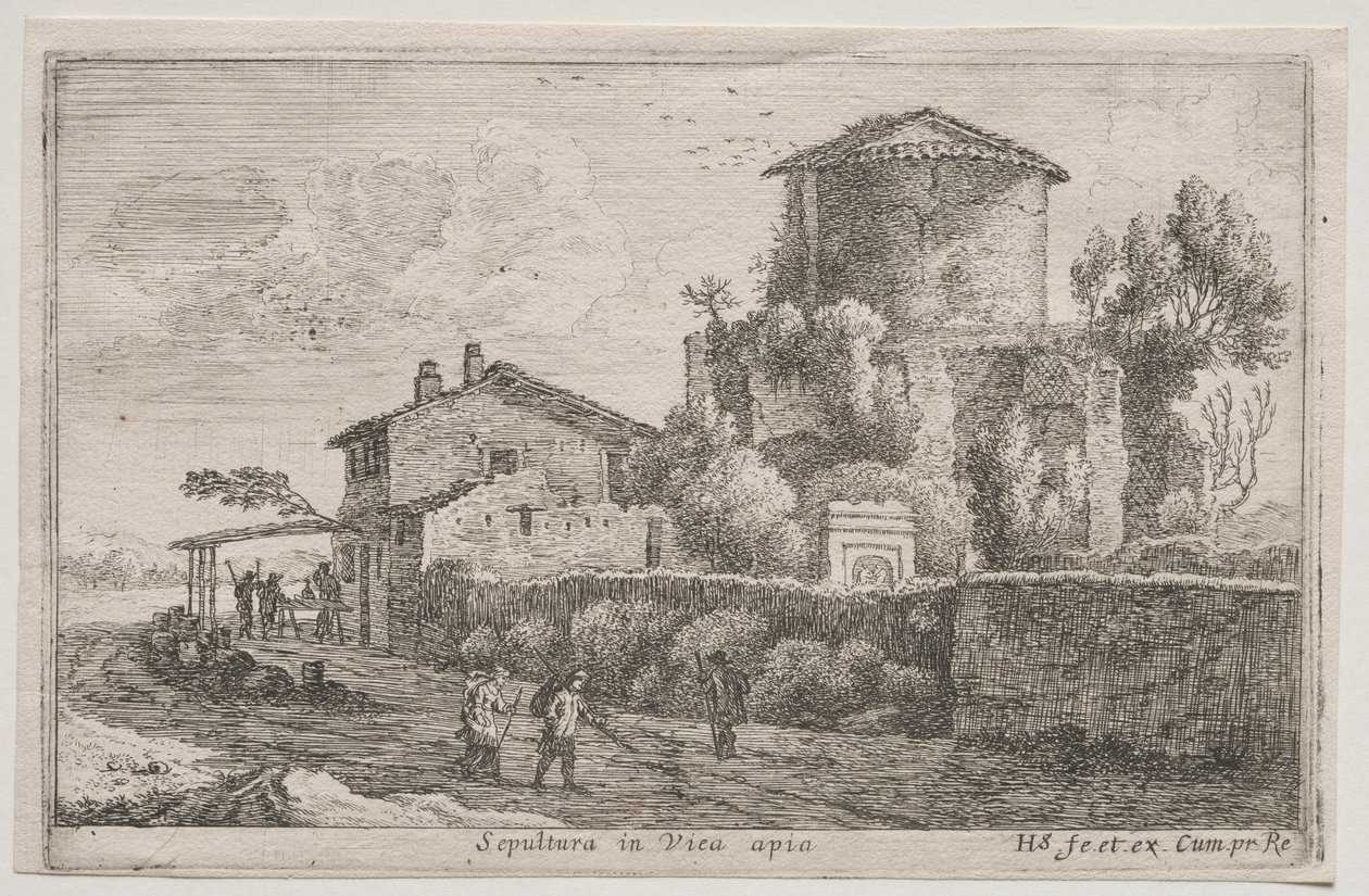 Vues diverses dans et autour de Rome : Tombeau le long de la voie Appienne - Édouard Baldus
