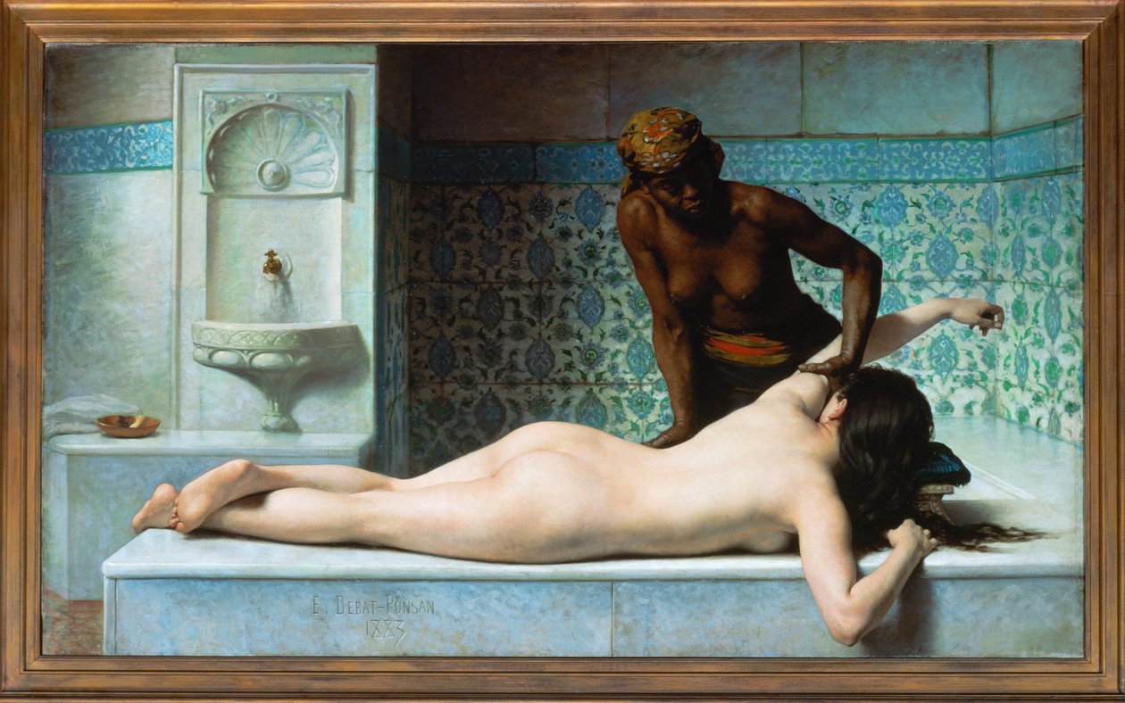 Le massage (peinture sur toile) - Edouard Debat-Ponsan