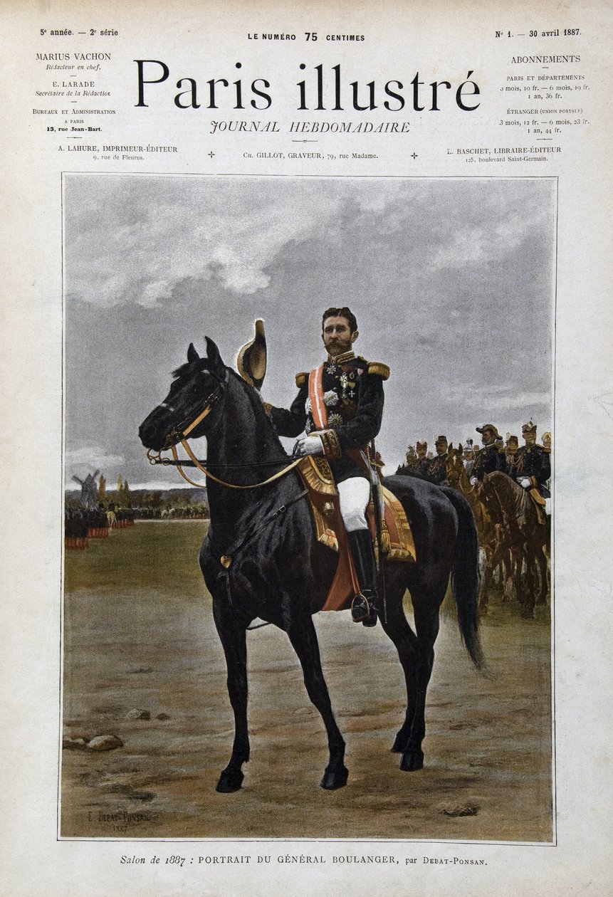 Portrait équestre du général Georges Boulanger (1837-1891), homme politique « d