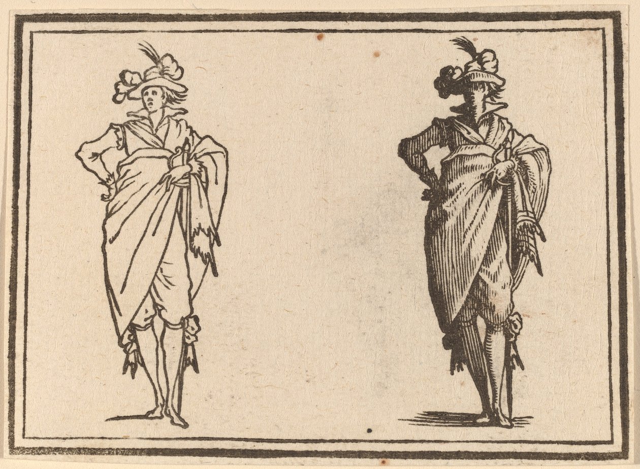 Gentleman vu de face avec la main sur les hanches - Edouard Eckman after Jacques Callot