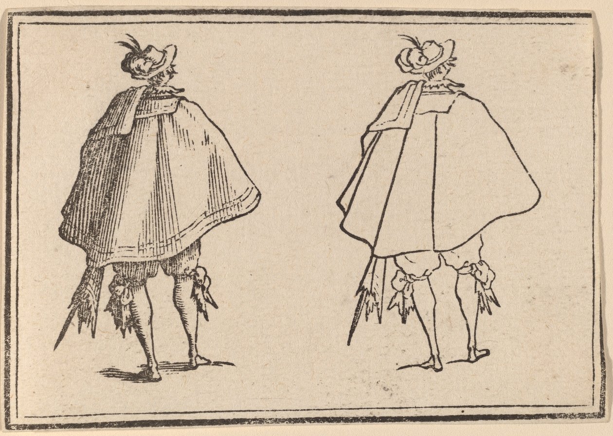 Gentleman en grand manteau, vu de dos - Edouard Eckman after Jacques Callot